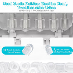 6 Minutes Portable Ice Maker, Self-Cleaning Ice Machine with Scoop & Basket,9 Bullet Ice Cubes