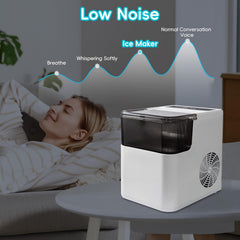 6 Minutes Portable Ice Maker, Self-Cleaning Ice Machine with Scoop & Basket,9 Bullet Ice Cubes