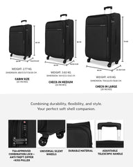TOMCRUISER ATLAS SOFT LUGGAGE TROLLEY SET (3PCs) 20,24,28 inch KHAKEE, BLACK
