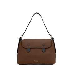 Foska Women's Shoulder Bag - Smooth PU Leather - Rectangular Nude Design - 31x20 cm