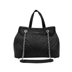 Foska Women's Shoulder Bag - Chic Piped Design Smooth Leather - Black - Khaki - Pink - 33x24 cm
