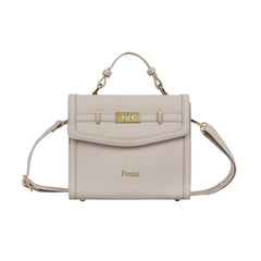 Foska Women's Mini Top Handle Cross-Body Bag - Flap Design Dusty Rose - 23x20 cm