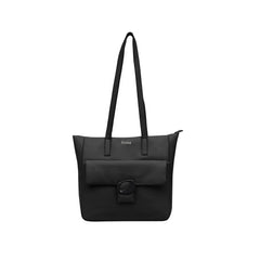 Foska Women's Large Tote & Shoulder Bag - Front Flap Pocket w/ Buckle - Light Beige Nude - 36x31 cm