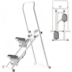 Foldable Stair Climber Step Machine for Full-Body Workout, Compact Folding Cardio Exercise Climber with Extended Step Range, Adjustable Handlebar & Pedals