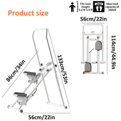 Foldable Stair Climber Step Machine for Full-Body Workout, Compact Folding Cardio Exercise Climber with Extended Step Range, Adjustable Handlebar & Pedals