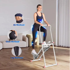 Foldable Stair Climber Step Machine for Full-Body Workout, Compact Folding Cardio Exercise Climber with Extended Step Range, Adjustable Handlebar & Pedals
