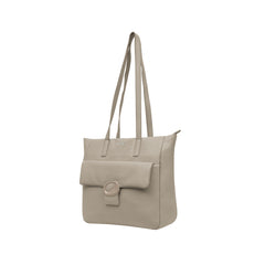 Foska Women's Large Tote & Shoulder Bag - Front Flap Pocket w/ Buckle - Light Beige Nude - 36x31 cm