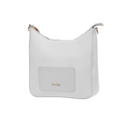 Foska Women's Hobo Cross-Body Bag - Smooth PU Leather - Black - WHITE - APRICOT - 26x25 cm
