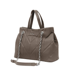 Foska Women's Shoulder Bag - Chic Piped Design Smooth Leather - Black - Khaki - Pink - 33x24 cm