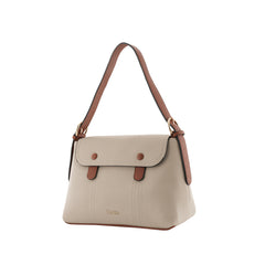 Foska Women's Shoulder Bag - Smooth PU Leather - Rectangular Nude Design - 31x20 cm