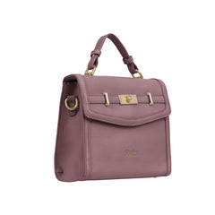 Foska Women's Mini Top Handle Cross-Body Bag - Flap Design Dusty Rose - 23x20 cm