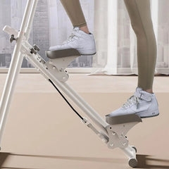 Foldable Stair Climber Step Machine for Full-Body Workout, Compact Folding Cardio Exercise Climber with Extended Step Range, Adjustable Handlebar & Pedals