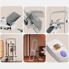 Foldable Stair Climber Step Machine for Full-Body Workout, Compact Folding Cardio Exercise Climber with Extended Step Range, Adjustable Handlebar & Pedals