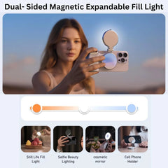 Magnetic 360° LED Phone Photography Grip with MagSafe‑Style Light & Rotating Clamp