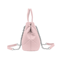 Foska Women's Shoulder Bag - Chic Piped Design Smooth Leather - Black - Khaki - Pink - 33x24 cm