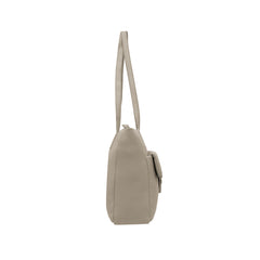 Foska Women's Large Tote & Shoulder Bag - Front Flap Pocket w/ Buckle - Light Beige Nude - 36x31 cm