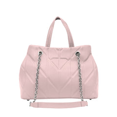 Foska Women's Shoulder Bag - Chic Piped Design Smooth Leather - Black - Khaki - Pink - 33x24 cm