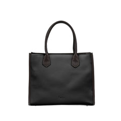 Foska Women's Large Tote & Shoulder Bag - Embossed PU Leather - Black - Beige- 33x26.5 cm