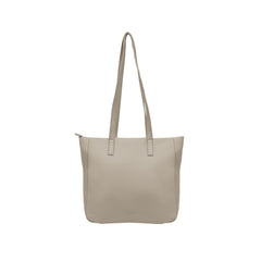 Foska Women's Large Tote & Shoulder Bag - Front Flap Pocket w/ Buckle - Light Beige Nude - 36x31 cm