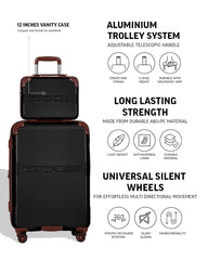 TOMCRUISER GRAND TOUR HARD TROLLEY 20 inch With 16 inch Vanity Case BLACK TC-HT-161