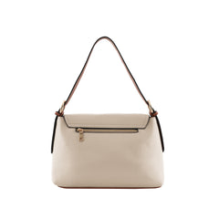 Foska Women's Shoulder Bag - Smooth PU Leather - Rectangular Nude Design - 31x20 cm