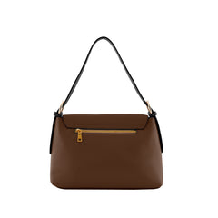 Foska Women's Shoulder Bag - Smooth PU Leather - Rectangular Nude Design - 31x20 cm