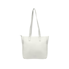 Foska Women's Large Tote & Shoulder Bag - Front Flap Pocket w/ Buckle - Light Beige Nude - 36x31 cm