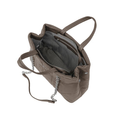 Foska Women's Shoulder Bag - Chic Piped Design Smooth Leather - Black - Khaki - Pink - 33x24 cm