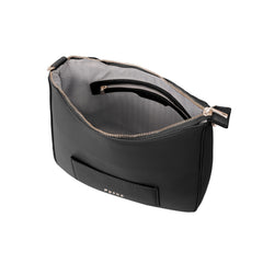 Foska Women's Hobo Cross-Body Bag - Smooth PU Leather - Black - WHITE - APRICOT - 26x25 cm