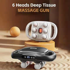 6 Head Massage Gun Deep Tissue, Percussion Massager Gun with 9 Levels & 9 Modes, Electric Massager Tool for Back, Neck, Leg, Full Body Muscle Pain Relief