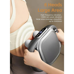 6 Head Massage Gun Deep Tissue, Percussion Massager Gun with 9 Levels & 9 Modes, Electric Massager Tool for Back, Neck, Leg, Full Body Muscle Pain Relief