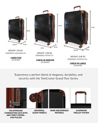 TOMCRUISER GRAND TOUR HARD TROLLEY 20 inch With 16 inch Vanity Case BLACK TC-HT-161
