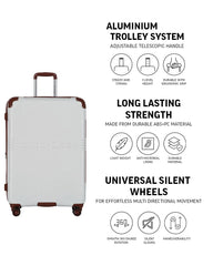 TOMCRUISER GRAND TOUR HARD TROLLEY 20 inch With 16 inch Vanity Case WHITE TC-HT-157