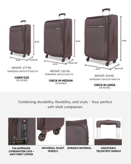 TOMCRUISER ATLAS SOFT LUGGAGE TROLLEY 20" 24" 28" inch KHAKEE
