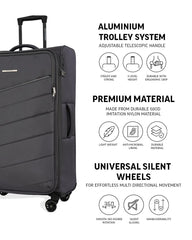 TOMCRUISER ELITE SOFT LUGGAGE TROLLEY SET BLUE, Black, Grey (3pc)