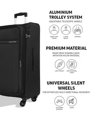 TOMCRUISER ATLAS SOFT LUGGAGE TROLLEY SET (3PCs) 20,24,28 inch KHAKEE, BLACK