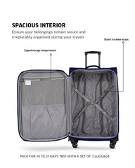 TOMCRUISER ELITE SOFT LUGGAGE TROLLEY SET BLUE, Black, Grey (3pc)