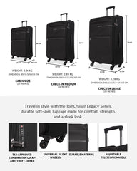 TOMCRUISER LEGACY SOFT LUGGAGE TROLLEY SET BLUE, BLACK, GREEN (3pc)
