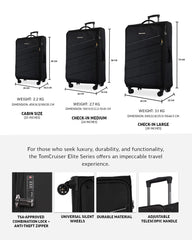 TOMCRUISER ELITE SOFT LUGGAGE TROLLEY 20,24,28 BLACK