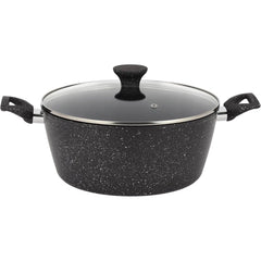 8pcs Forged Aluminum Cookware Set RF12771 Durable Nonstick Ceramic Coating with 4-Layer Construction, Tempered Glass Lid Includes Casseroles, Wokpan, Saucepan, Fry Pan, Pizza Pan