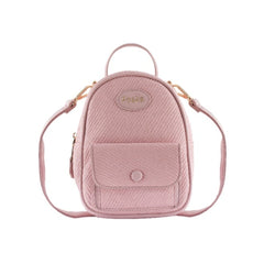 Foska Women's Mini Backpack & Crossbody Bag - Canvas Fabric - Beige - 16x21 cm
