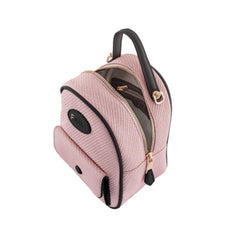 Foska Women's Mini Backpack & Crossbody Bag - Canvas Fabric - Beige - 16x21 cm