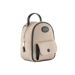 Foska Women's Mini Backpack & Crossbody Bag - Canvas Fabric - Beige - 16x21 cm