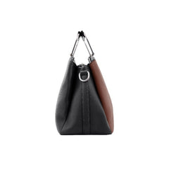 Foska Women's Handbag & Shoulder Bag - Geometric Design, Metal Handle - Blue - Black - Beige - 30x21.5 cm