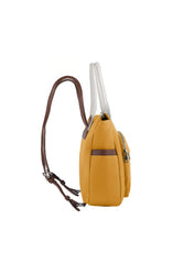 Foska Women's Tote & Backpack Bag 2-in-1 - Multi-Pocket Design - Yellow - Black - 28x32 cm