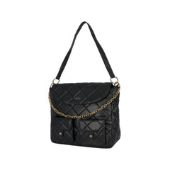 Foska Women's Large Tote & Shoulder Bag - Smooth PU Leather - Black - Grey - 33x30 cm