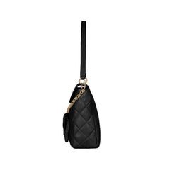 Foska Women's Large Tote & Shoulder Bag - Smooth PU Leather - Black - Grey - 33x30 cm