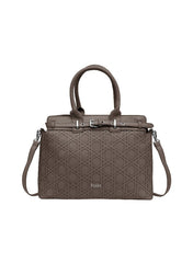 Foska Women’s Structured Shoulder Bag – Geometric Textured Design with Top Handles & Adjustable Strap – Taupe