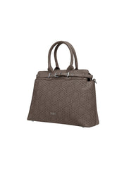 Foska Women’s Structured Shoulder Bag – Geometric Textured Design with Top Handles & Adjustable Strap – Taupe