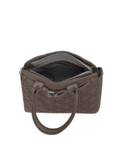 Foska Women’s Structured Shoulder Bag – Geometric Textured Design with Top Handles & Adjustable Strap – Taupe